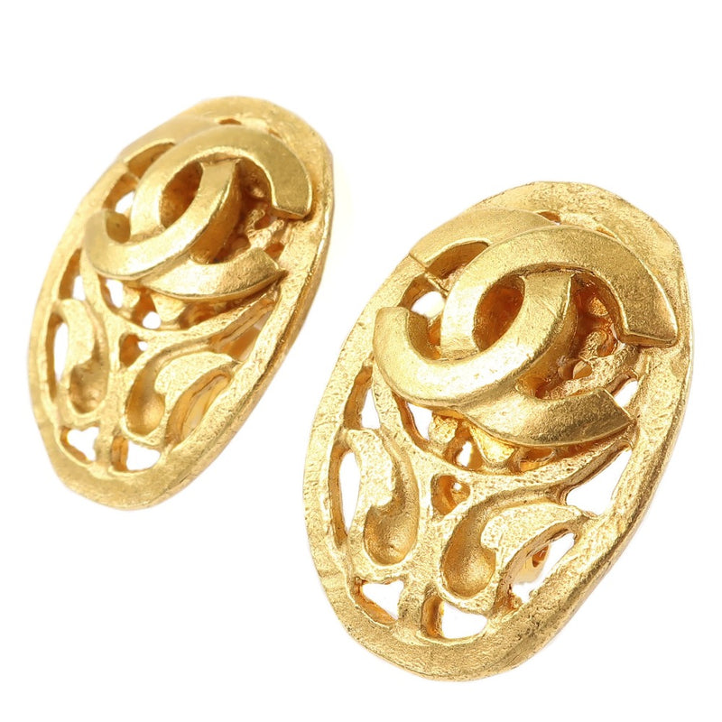 [CHANEL] Chanel Earring Oval vintage Plated Gold 95A engraved about 9.47G Ladies A rank