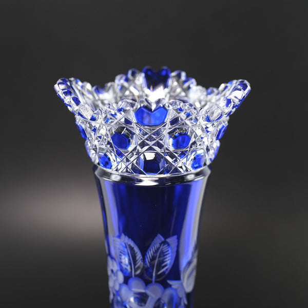 [Meissen] Meissen 
 Revestimiento de color y ruedas individuales H23cm jarrón 
 MFO/1024/23B Crystal Blue/Clear Flash Glass H9.1 "S Rank