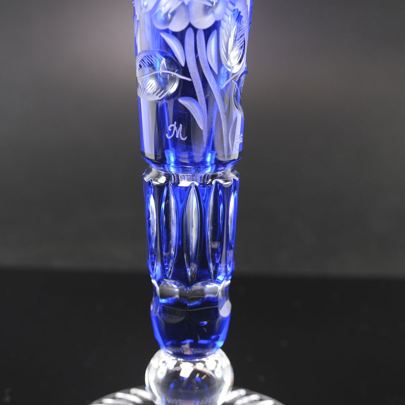 [Meissen] Meissen 
 컬러 코팅 및 단일 휠 H23cm 꽃병 
 MFO/1024/23B Crystal Blue/Clear Flashed Glass H9.1 "S Rank