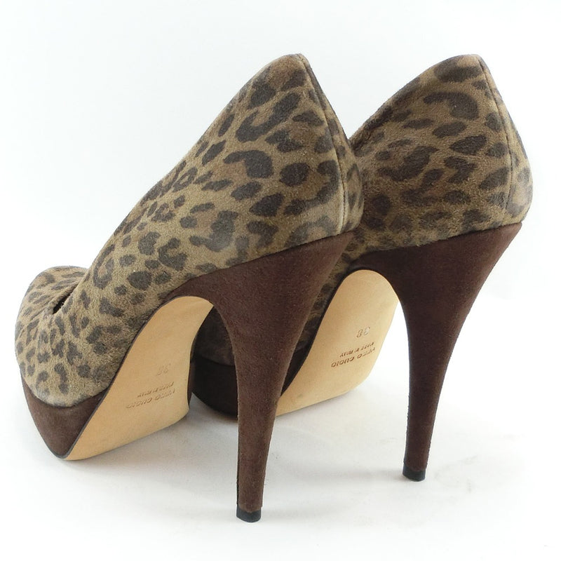 [Ovye par Cristina Lucchi] Ovie Leopard Pumps en cuir Brown Léopard Match Modies