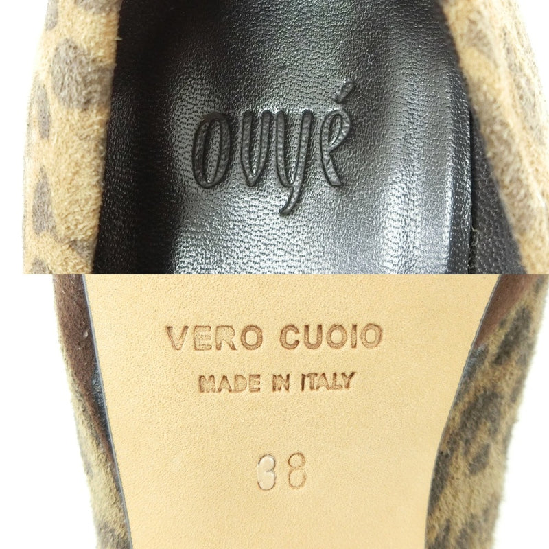 [Ovye par Cristina Lucchi] Ovie Leopard Pumps en cuir Brown Léopard Match Modies