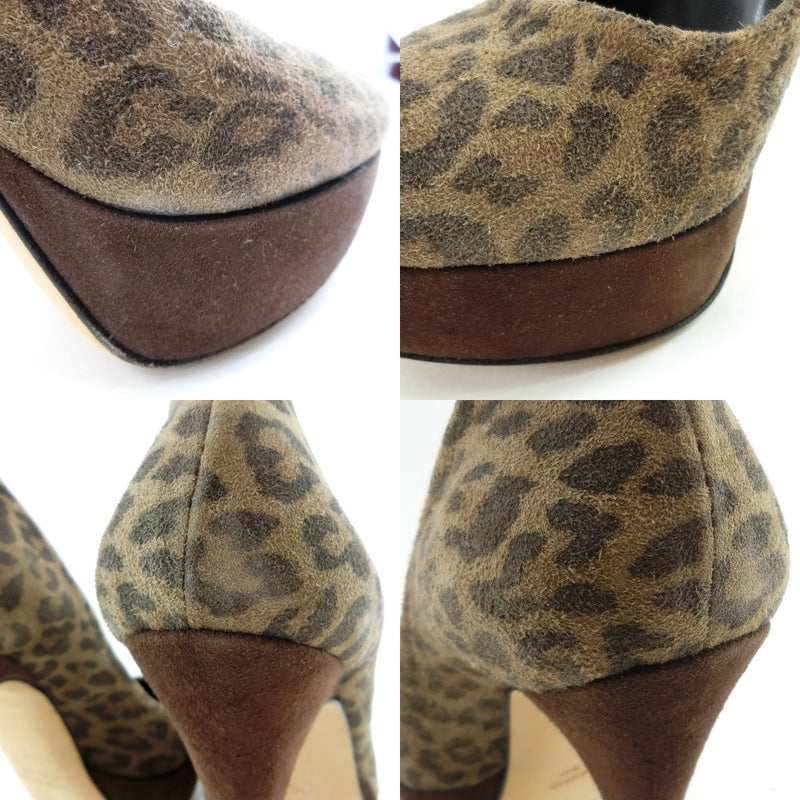 [Ovye par Cristina Lucchi] Ovie Leopard Pumps en cuir Brown Léopard Match Modies