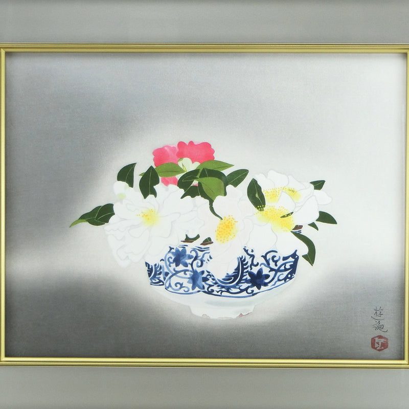 [Kokura Yugame] Painting "Sanchahana" 
 Woodcuts 67/250 [Yuki Ogura] "Sasanqua" Unisex A+Rank