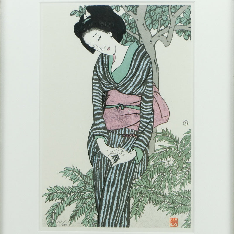 [Yumeji Takehisa] Painting "Your Grass" 
 Woodcuts 191/250 [TakeHisa yumeji] "Event Grass" Unisex A rank