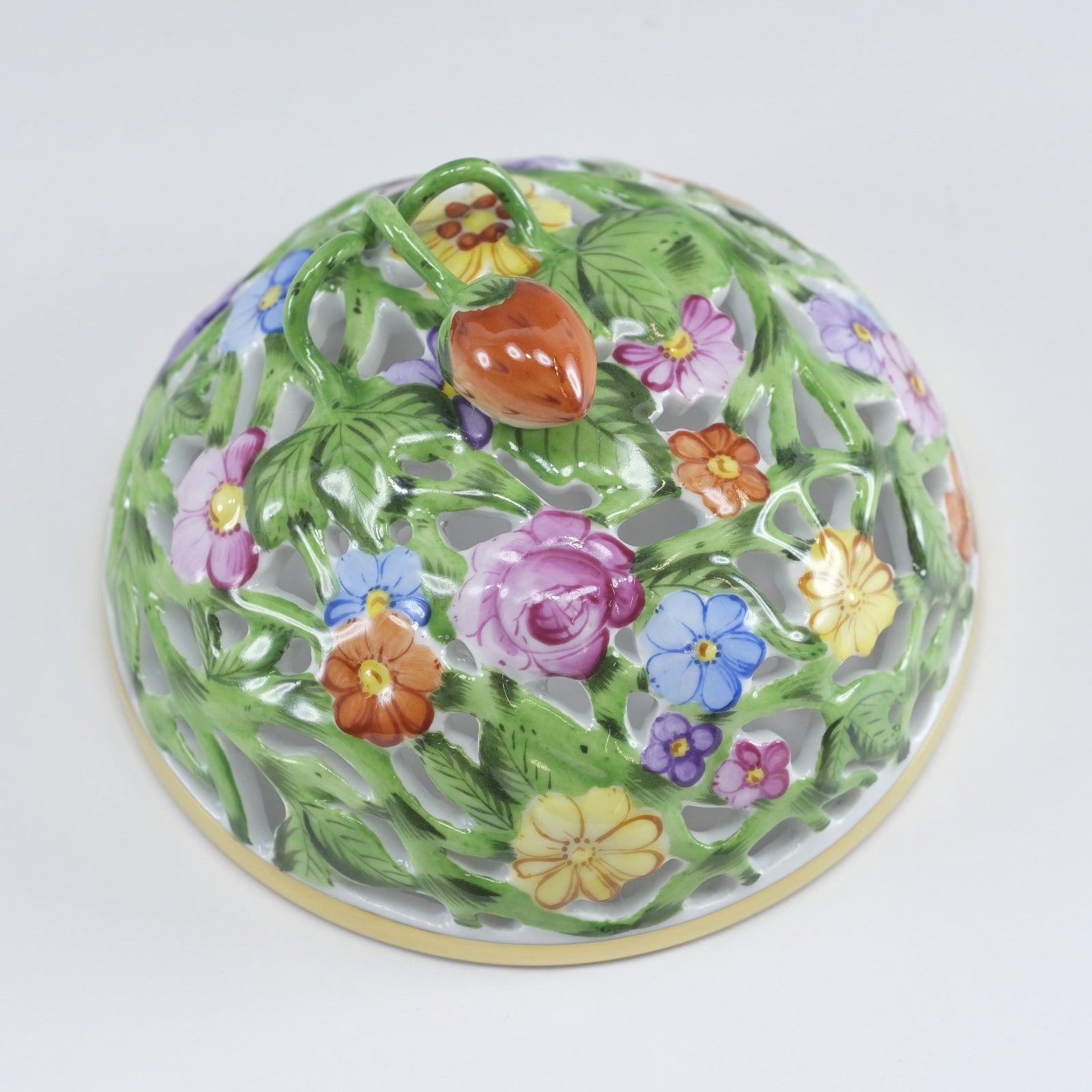 ハンガリー HEREND 透かしボンボニエール ファンタジー苺 花文 美品