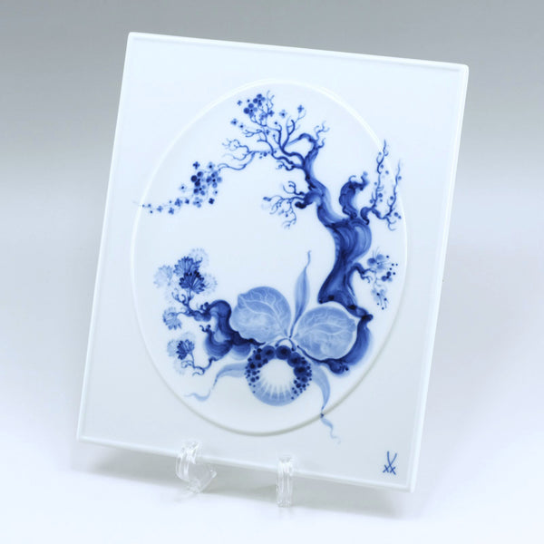 [Meissen] Meissen 
 Pintura de cerámica de orquídeas azules artesanías populares 
 824001/53942 Panel de porcelana azul de porcelana Panel de porcelana Pintura Unisex A Rank