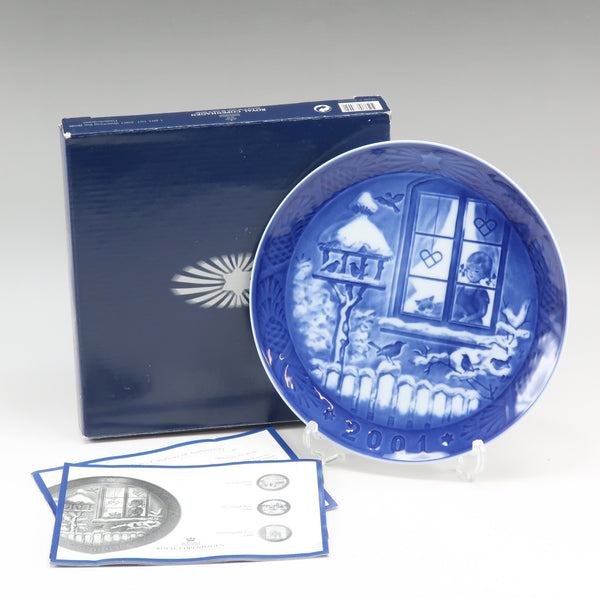 [Royal Copenhagen] RoyerLucoPenhagen 2001Year Plate 새들을보고있는 물체 도자기 2001 년 판 _a rank