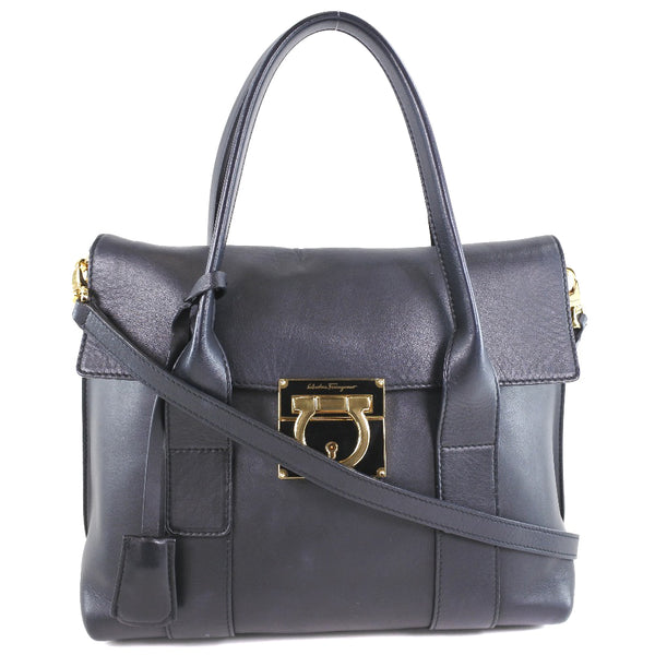 [Salvatore Ferragamo] Salvatore Ferragamo Handbag Ganchini 2way 21 D941 / 02 Calf Nero Black Ladies