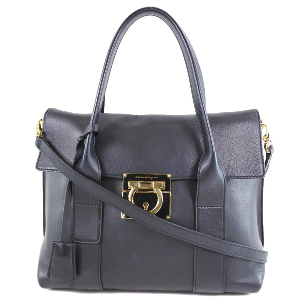 [Salvatore Ferragamo] Bolso de Salvatore Ferragamo Gancini 2way Shoulder 21 D941/02 Calf Nero Black Ladies