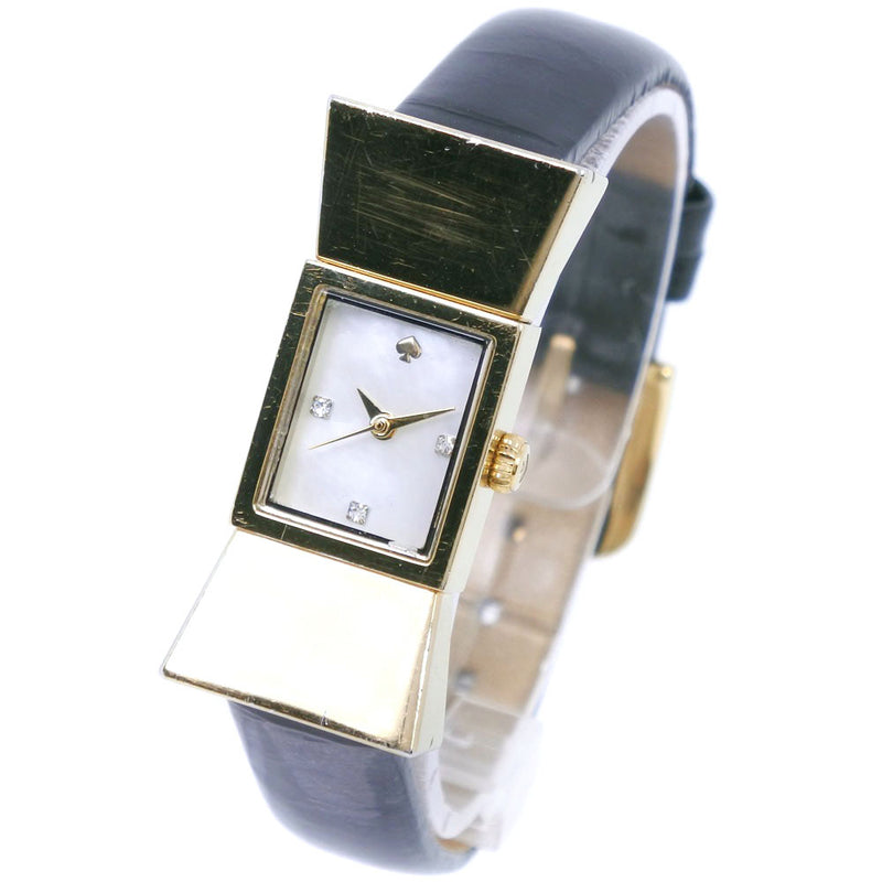 [Kate Spade] Kate Spade Watch en acier inoxydable x cuir en cuir Gold Quartz Affichage de la coquille de coque blanche