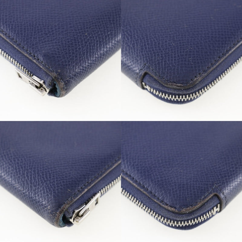 [Hermes] Hermes Azap Silkin Long Wallet Vo Epson Blue □ Q -gravé zilk dans les dames