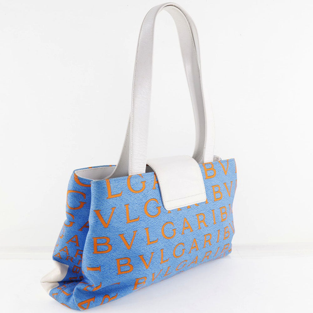 BVLGARI] Bvlgari logomania handbag Nylon Blue/Orange Magnetic Type