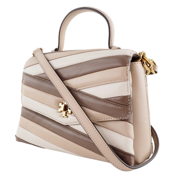 [Tory Burch] Tory Burch Kira Chevron Handbag 2way Shoulder 64202-279 Beige de piel de oveja/bolso Brown Crossbody 2way Turnlock Kira Chevron Women's