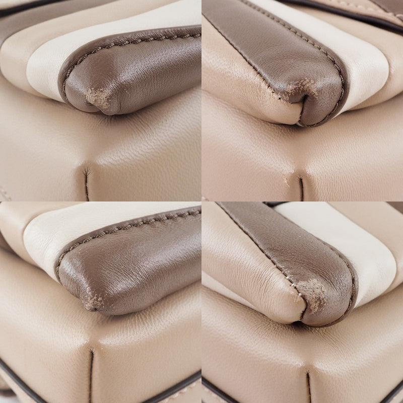 [Tory Burch] Tory Burch Kira Chevron Handbag 2way Shoulder 64202-279 Beige de piel de oveja/bolso Brown Crossbody 2way Turnlock Kira Chevron Women's