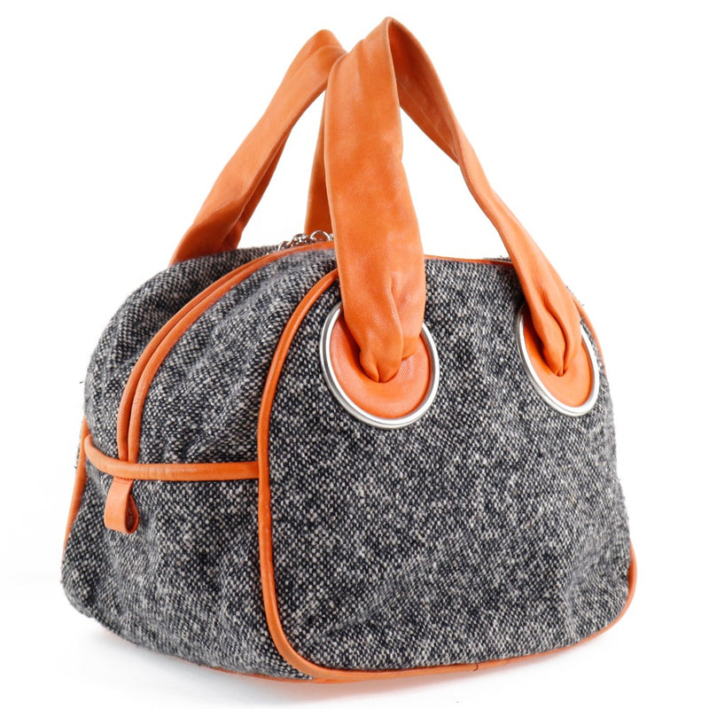 [BOTTEGAVENETA] Bottega Veneta 
 Handbag 
 Wool x calf gray/orange zipper ladies