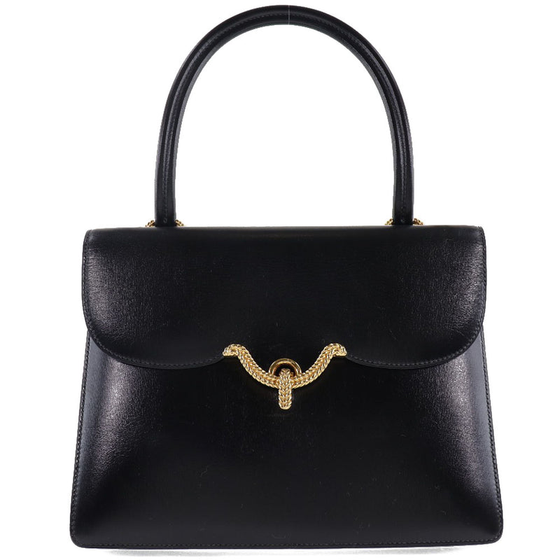 [Hermes] Hermes Vasco 핸드백 상자 송아지 검은 색 O에 새겨진 플랩 Vasco Women 's