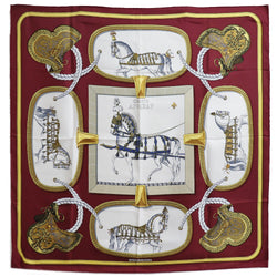 [HERMES] Hermes 
 Carre 90 scarf 
 Grand AppARAT Horse Silk Red CARRE90 Ladies A-Rank