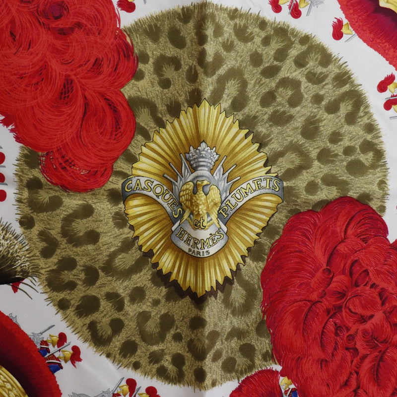[Hermes] Hermes 
 Carre 90 bufanda 
 Casques et plumets manos y decoración de plumas de seda amarillo carre90 damas