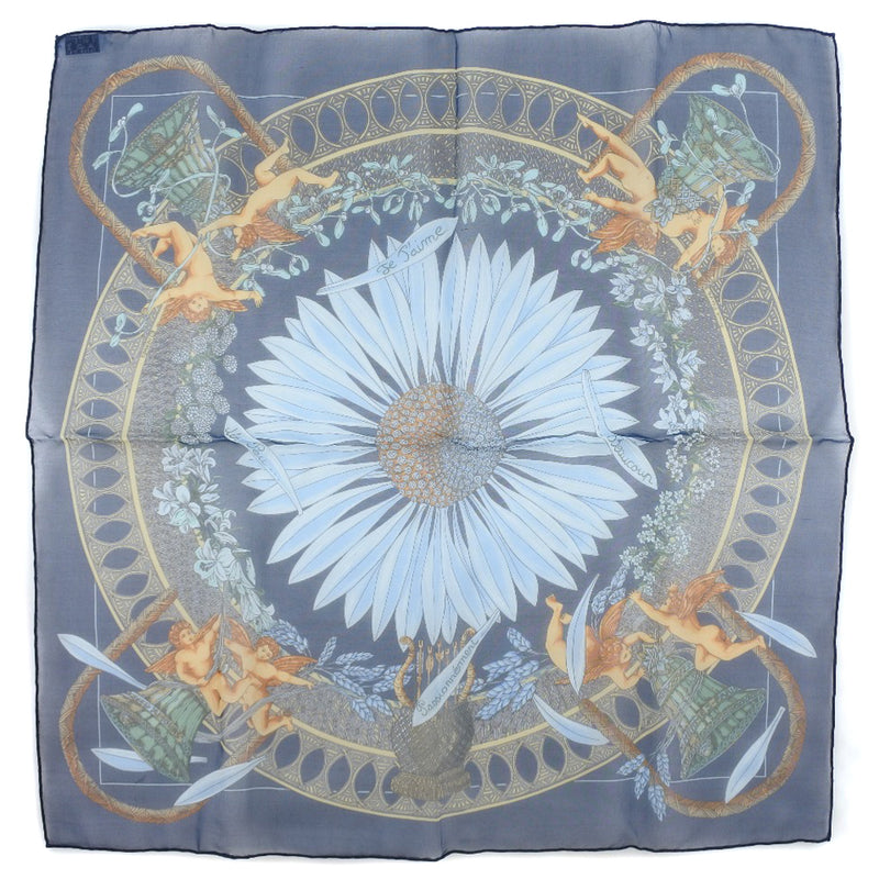 [HERMES] Hermes Carre 45Calfskin AMOURS Love Silk Navy Carree45 Women's A rank