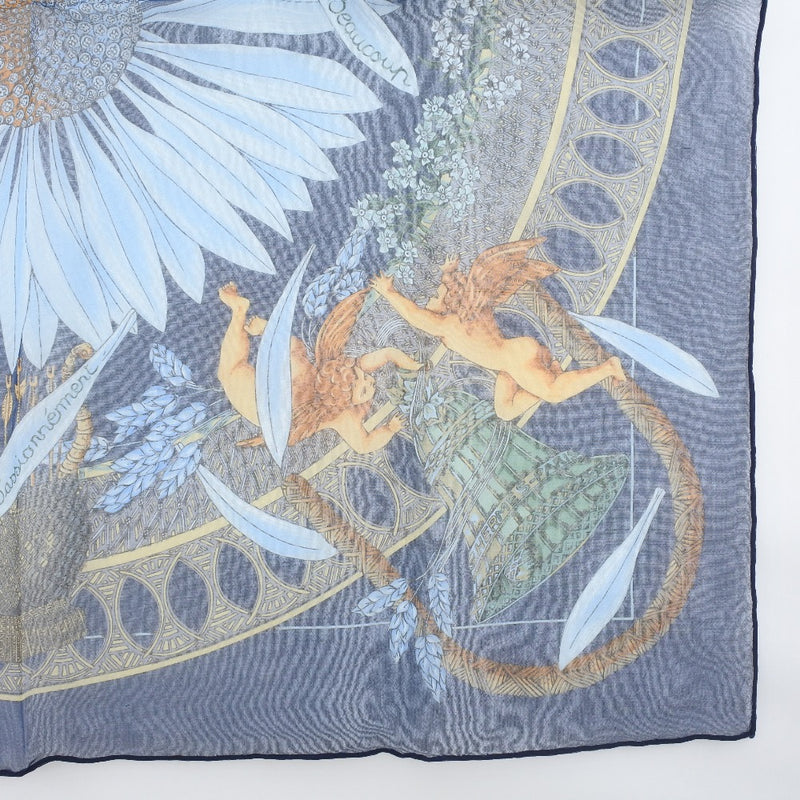 HERMES】エルメス カレ45 スカーフ AMOURS 愛 シルク 紺 Carree45