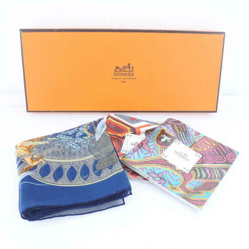 HERMES】エルメス カレ45 スカーフ AMOURS 愛 シルク 紺 Carree45