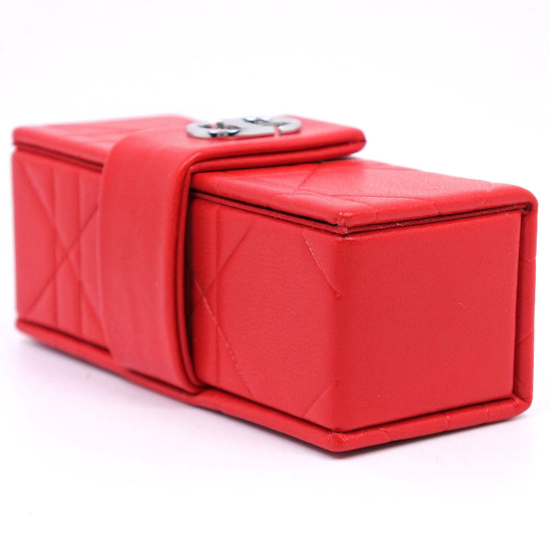 [Dior] Christian Dior 
 Lip case cosmetics 
 Leather Red LIP CASE Ladies A+Rank