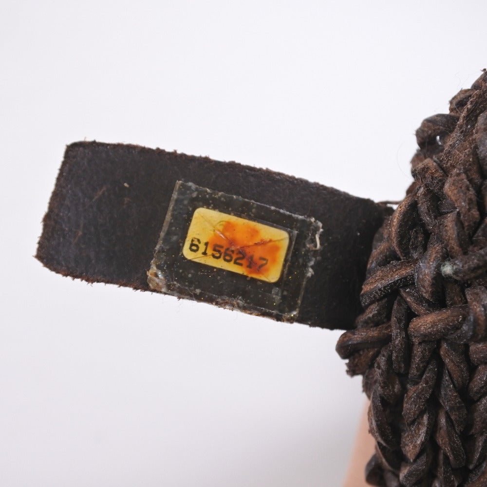 CHANEL】シャネル ショルダーバッグ 編み込み メッシュ レザー 茶  