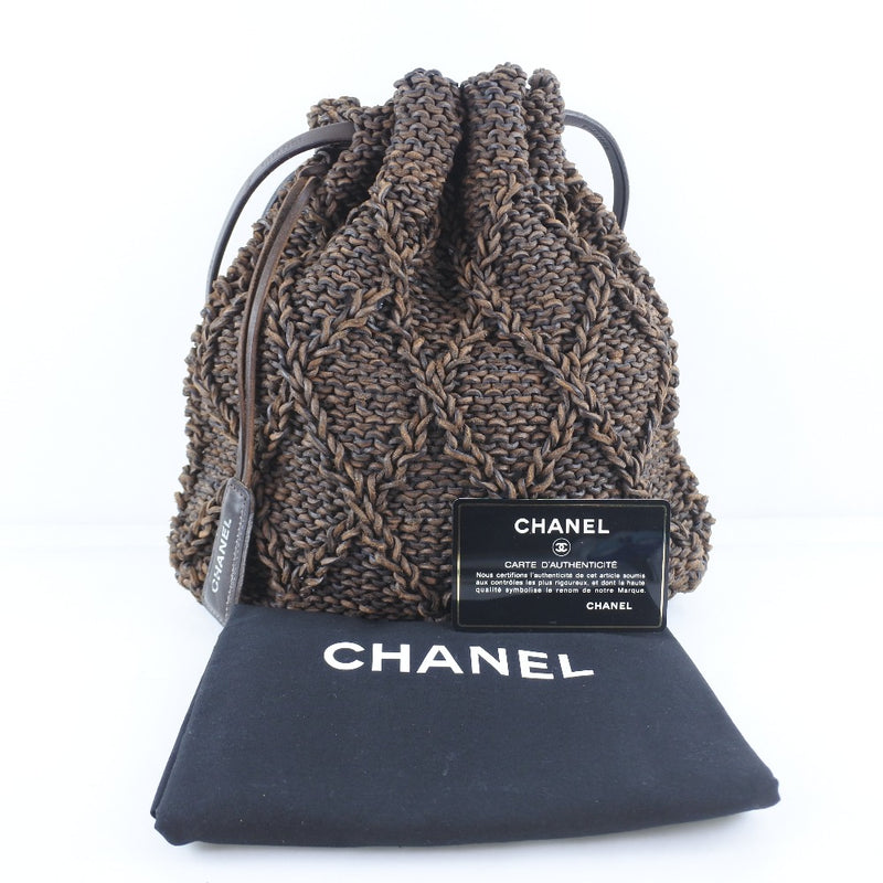 [CHANEL] Chanel 
 Shoulder bag 
 Braided mesh leather brown shoulder drawstring Ladies A-Rank