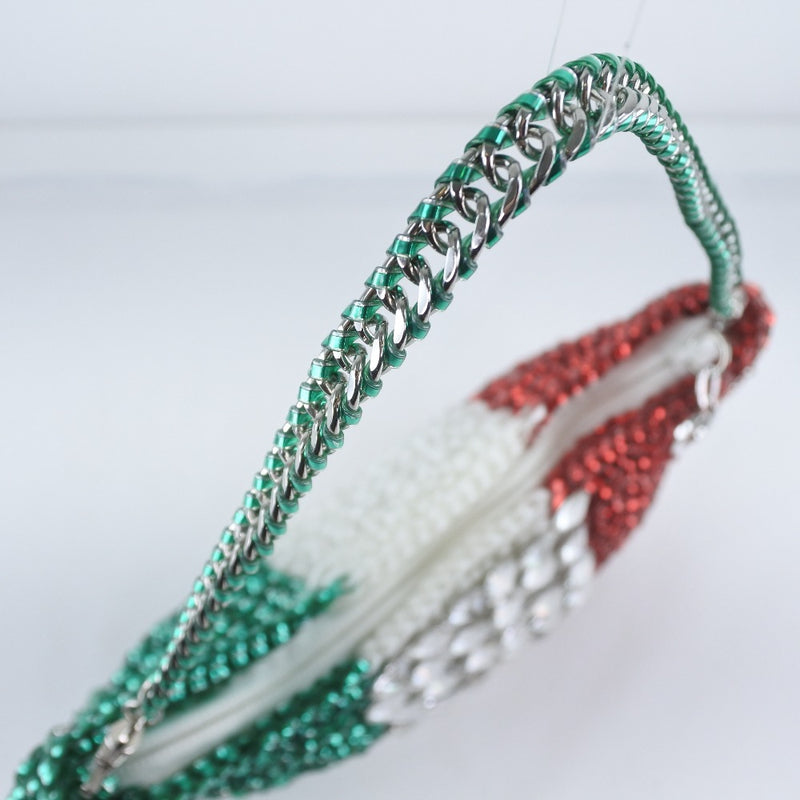 【ANTEPRIMA】アンテプリマ
 バンディエラ ハンドバッグ
 イタリア 2WAYクラッチ ワイヤーコード 緑/白/赤 ファスナー Bandiera レディースAランク