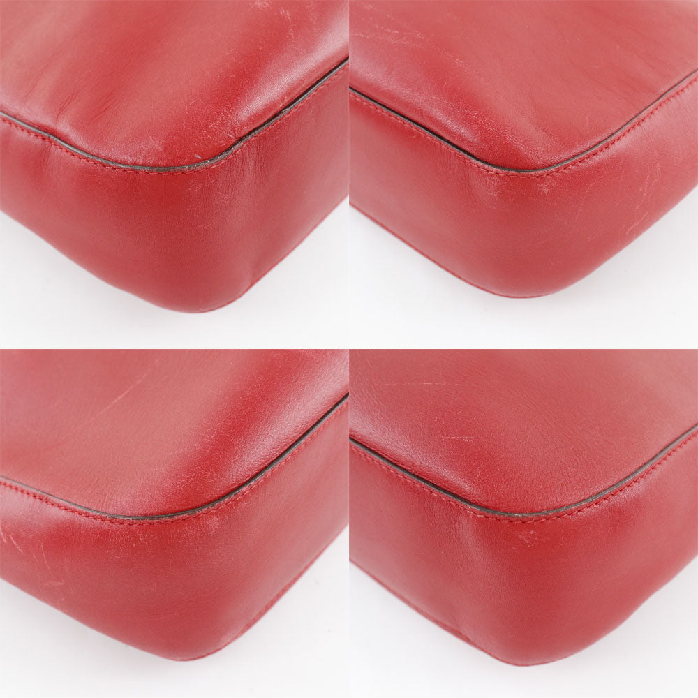 PRADA】プラダ ワンショルダー ショルダーバッグ 型押しロゴ カーフ 赤