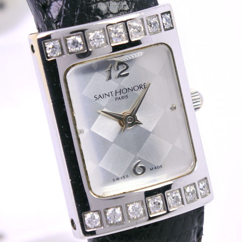 [圣霍恩诺]桑托纳 
 手表 
 不锈钢X皮革X水钻石英银色表盘女士
