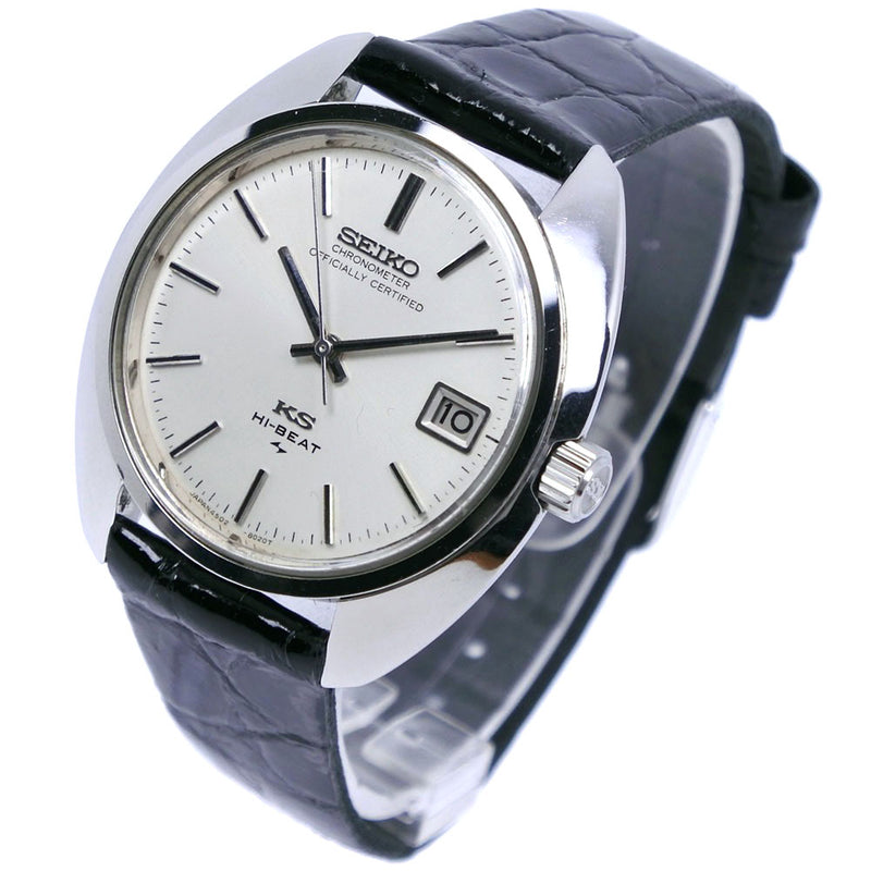 [Seiko]精工 
 国王精工观察 
 4502-8010不锈钢X皮革银色手动白色拨号王Seiko Seiko男士