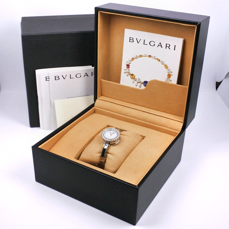 【BVLGARI】ブルガリ
 Bzero1 腕時計
 ビーゼロワン BZ22WSDL/BZ22S ステンレススチール×ダイヤモンド シルバー クオーツ アナログ表示 白文字盤 Bzero1 レディースA-ランク