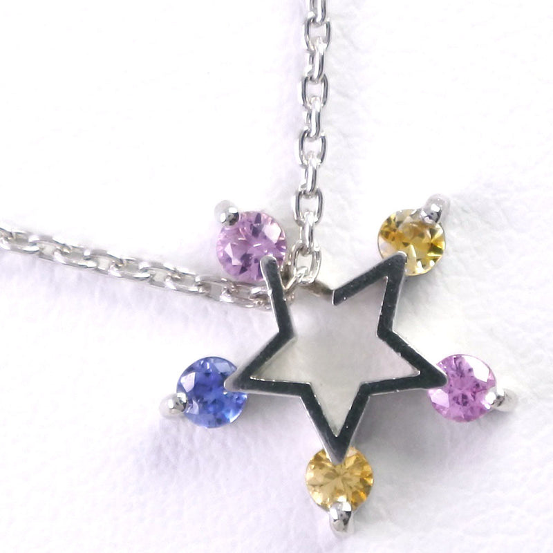 【STAR JEWELRY】スタージュエリー
 スター ネックレス
 マルチストーン Pt950プラチナ マルチカラー スター 約3.4g Star レディースAランク