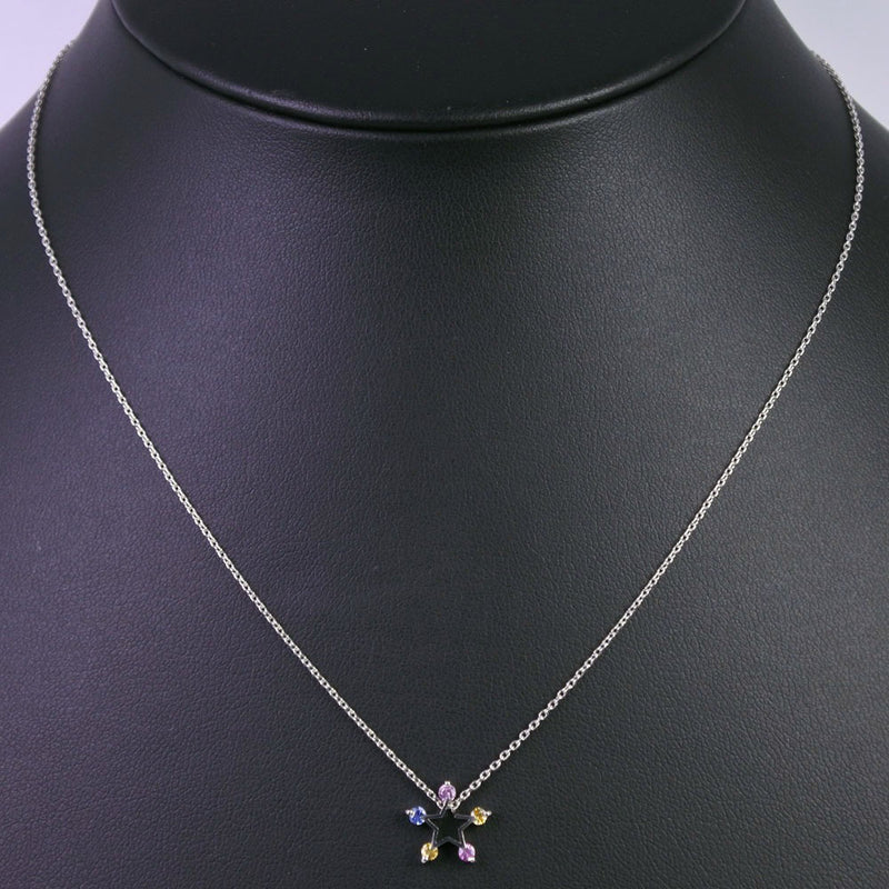 【STAR JEWELRY】スタージュエリー
 スター ネックレス
 マルチストーン Pt950プラチナ マルチカラー スター 約3.4g Star レディースAランク