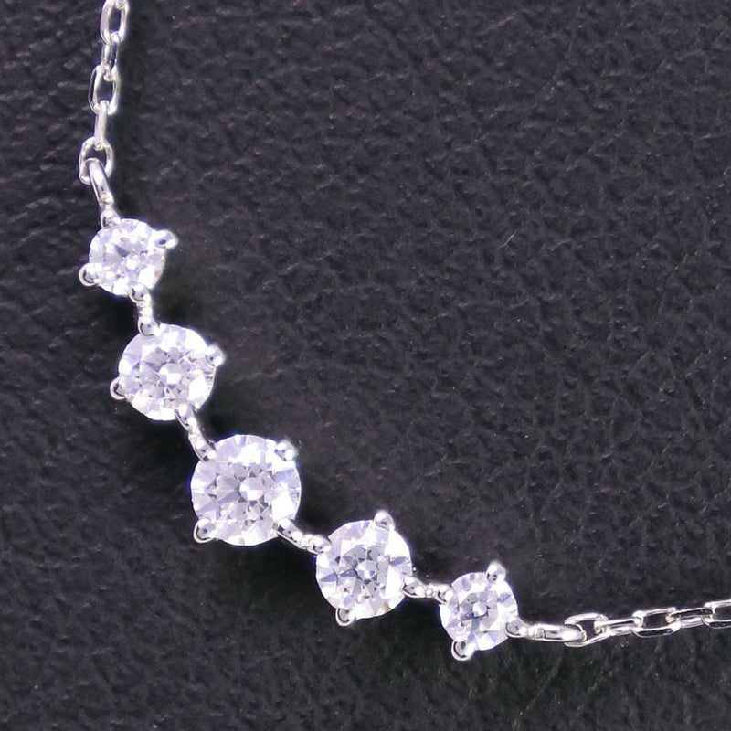 [4 ℃] Yon Sea 
 Collar de diamantes de 5p 
 K10 Gold White X Diamond aproximadamente 0.8G 5p Diamond Ladies A+Rank
