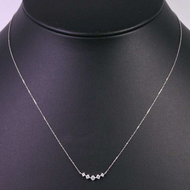 [4 ℃] Yon Sea 
 5P diamond necklace 
 K10 White Gold x Diamond about 0.8g 5p Diamond Ladies A+Rank