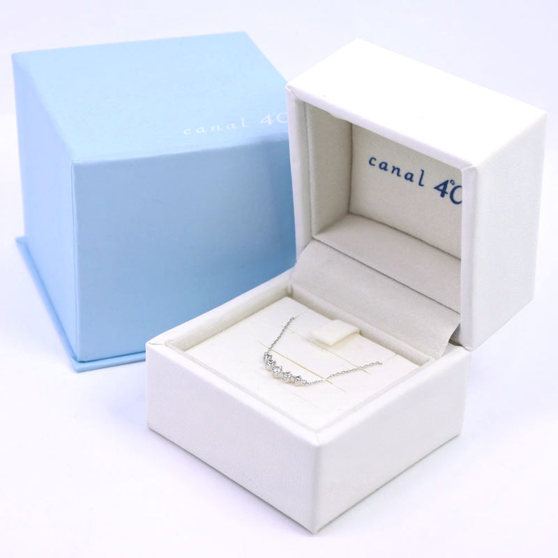 [4 ℃] Yon Sea 
 5P diamond necklace 
 K10 White Gold x Diamond about 0.8g 5p Diamond Ladies A+Rank