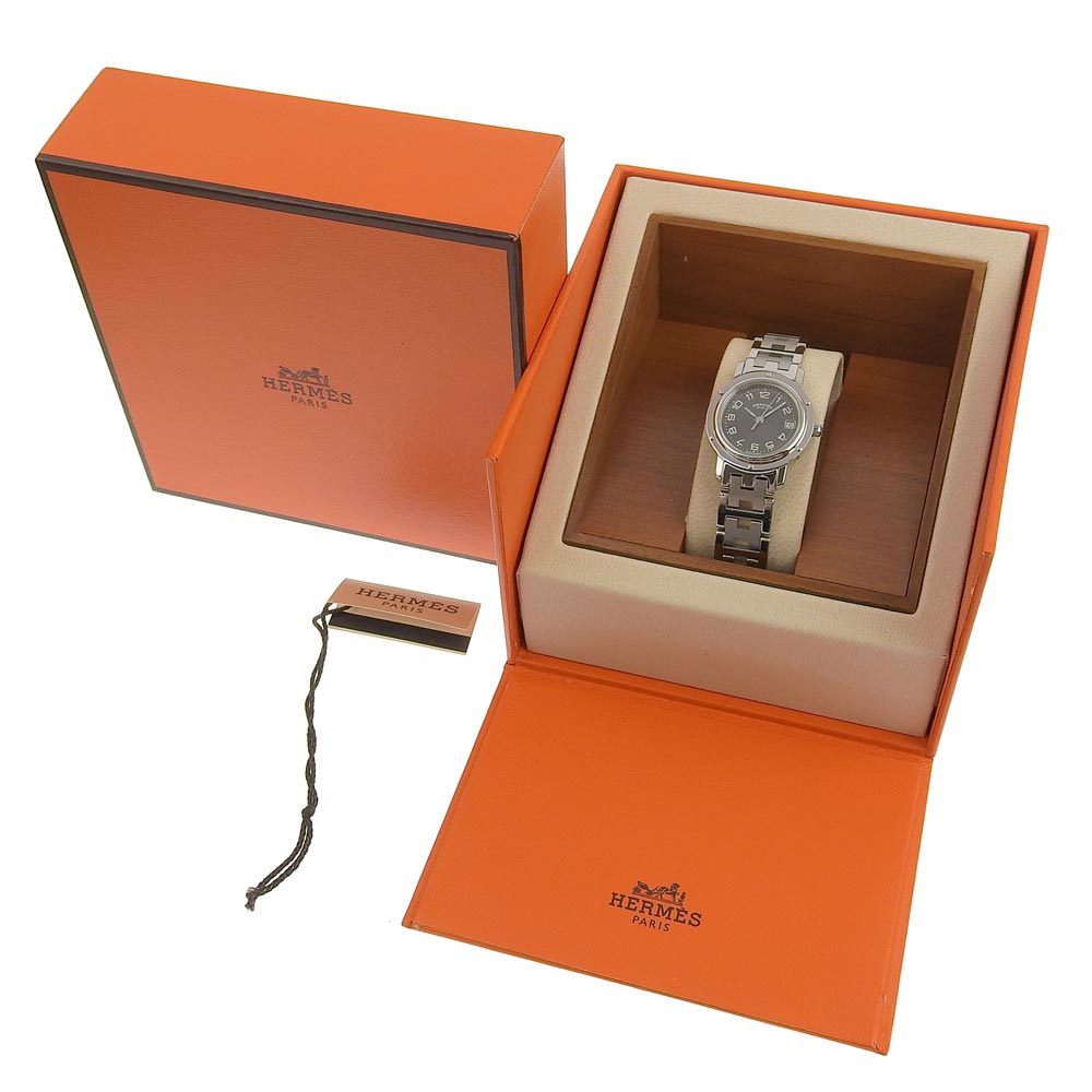 HERMES】エルメス クリッパー 腕時計 CL4.210 ステンレススチール