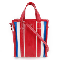 [Balenciaga] Balenciaga 
 Bolso de comprador bazaar 
 Shoulder 2way 443097 Ternero Rojo/Blanco/Azul Diagonal Hanging Handbag 2Way Sporter Bazaar Shopper Damas A-Rank