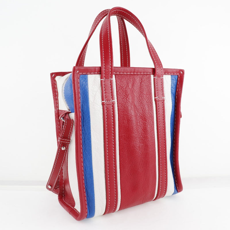 [Balenciaga] Balenciaga Bazaar Shopper Handbag Sac à main 2way 443097 Calf Red / Blanc / Bleu Diagonal Handsbag 2way Faser Bazaar Shopper Ladies A-Rank