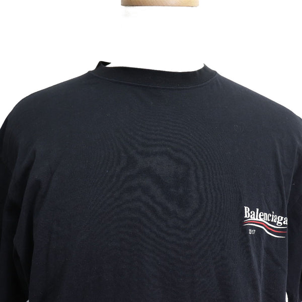 [BALENCIAGA] Balenciaga 
 Short -sleeved T -shirt 
 2017AW Campaign Logo Cotton Black Men