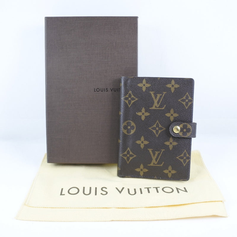 [Louis Vuitton]LOUIS VUITTON Agenda PM portátil portada R20005 Monogram Canvas Tea RI1236 Grabado Botón Snap Agenda PM Damas A Rank