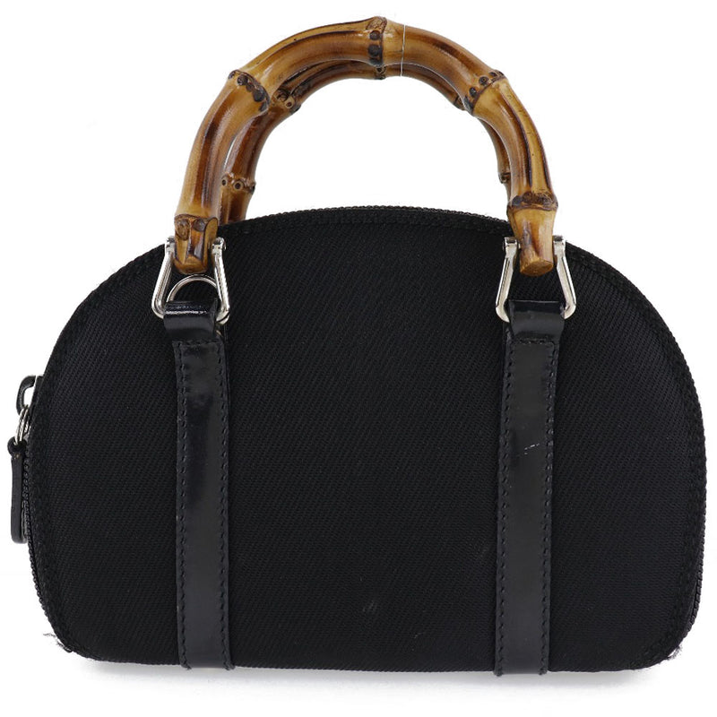 [GUCCI] Gucci 
 Bamboo handbag 
 2way shoulder nylon canvas x bamboo black diagonal hanging handbag 2way zipper Bamboo ladies