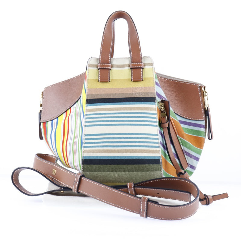 [LOEWE] Loewe 
 Hmmock handbag 
 Small 2WAY shoulder canvas x calf multi -color diagonal color open HAMMOCK Ladies