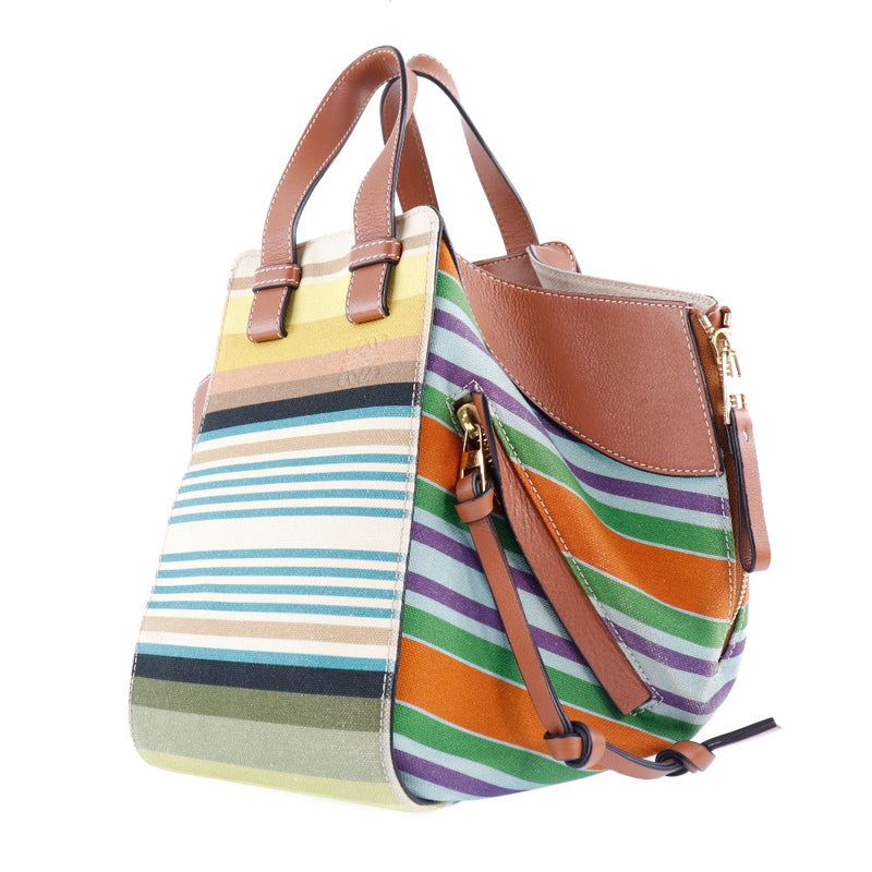 [LOEWE] Loewe 
 Hmmock handbag 
 Small 2WAY shoulder canvas x calf multi -color diagonal color open HAMMOCK Ladies