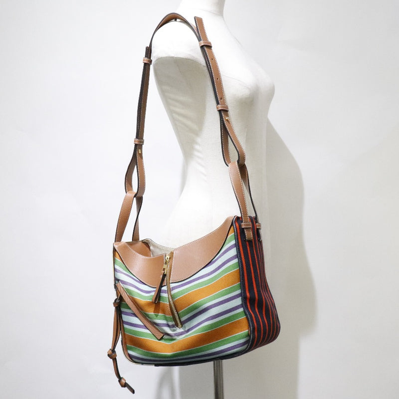 [LOEWE] Loewe 
 Hmmock handbag 
 Small 2WAY shoulder canvas x calf multi -color diagonal color open HAMMOCK Ladies