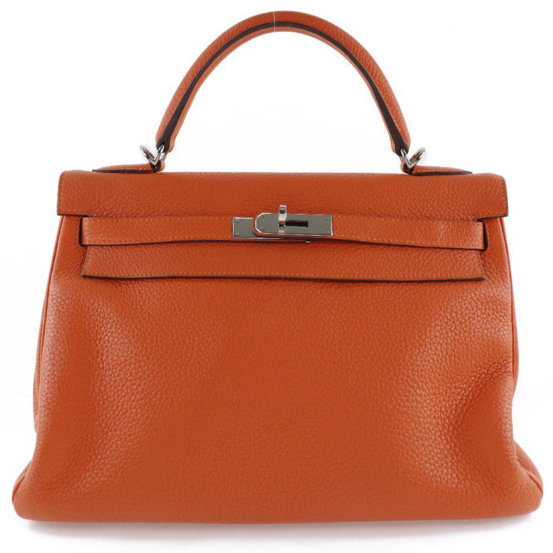 【HERMES】エルメス
 ケリー32 ハンドバッグ
 トリヨンクレマンス フー オレンジ □R刻印 ターンロック Kelly 32 レディースA-ランク