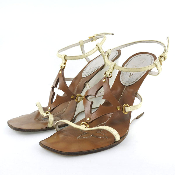 [루이비통]LOUIS VUITTON 샌들 가죽 x 에나멜 갈색/백인 여성