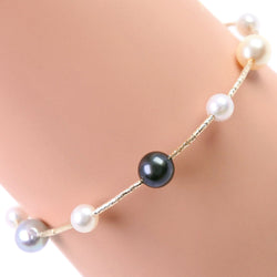 Pulsera de perla 
5.5-7.0 mm K18 oro amarillo x perla perla blanca aproximadamente 4.2g akoya perla damas un rango